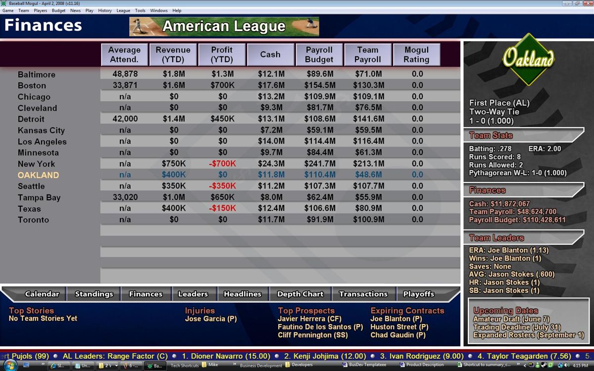 Baseball Mogul 2009 Screenshot (Steam)