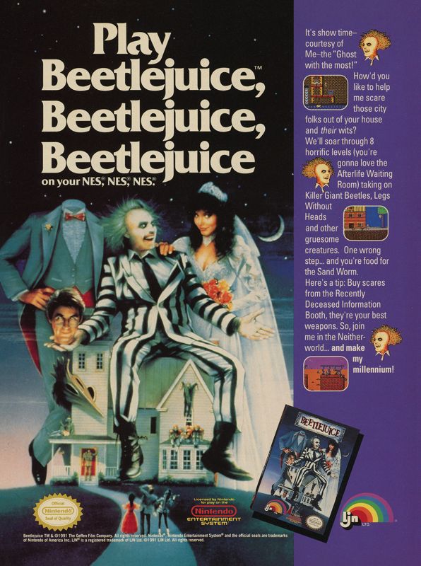 Beetlejuice Magazine Advertisement (Magazine Advertisements): GamePro (United States), Issue 023 (June 1991)