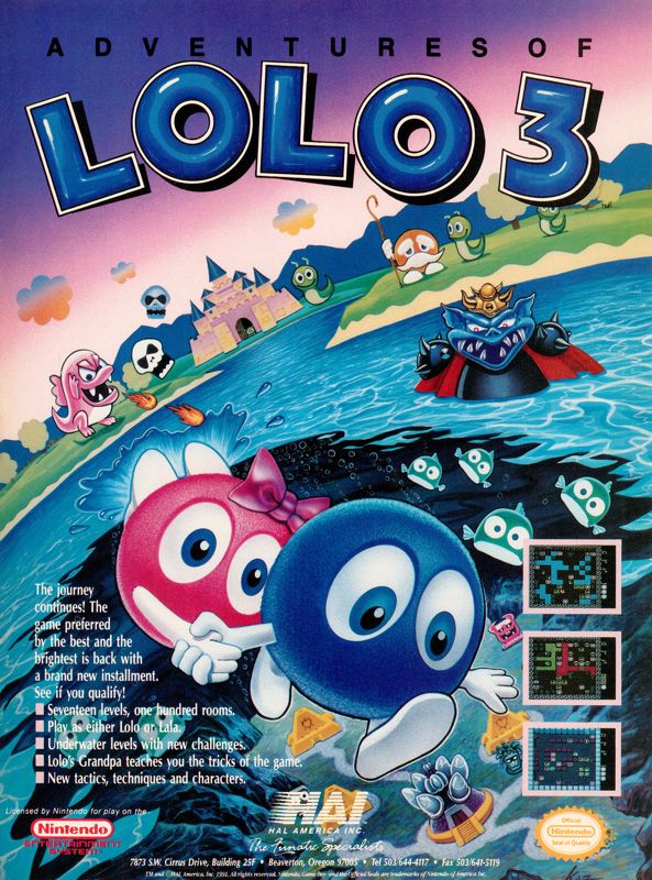 Adventures of Lolo 3 Magazine Advertisement (Magazine Advertisements): GamePro (United States), Issue 024 (July 1991)