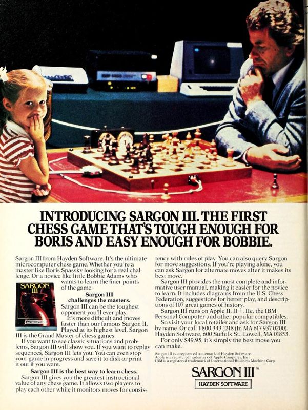 Sargon III Magazine Advertisement (Magazine Advertisements): Softalk (United States) Volume 4, Issue 6 (February 1984)