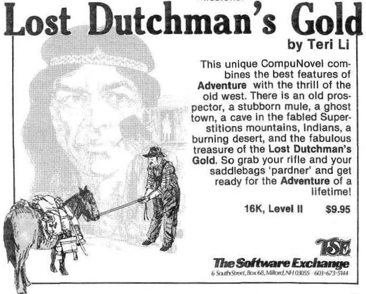 Lost Dutchman's Gold Magazine Advertisement (Magazine Advertisements): Softside (United States), Volume 2 Number 5 (February 1980)