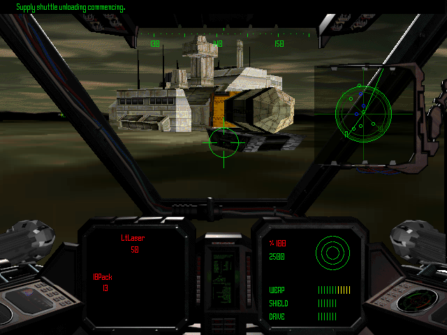 Shattered Steel Screenshot (Logicware website, 1998): Protect a human mining colony from the invading aliens while supplies arrive.