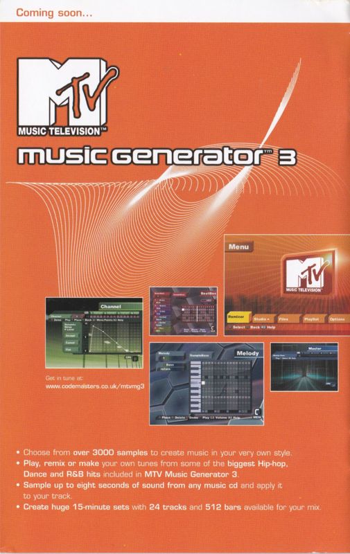 MTV: Music Generator 3 Catalogue (Catalogue Advertisements): Taken from a catalogue included with the PS2 game Arsenal Club Football 2005 Season