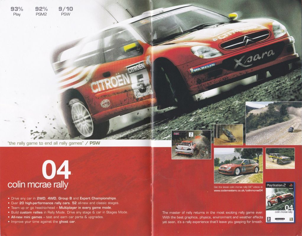 Colin McRae Rally 04 Catalogue (Catalogue Advertisements): Taken from a catalogue included with the PS2 game Arsenal Club Football 2005 Season review scores have now been added