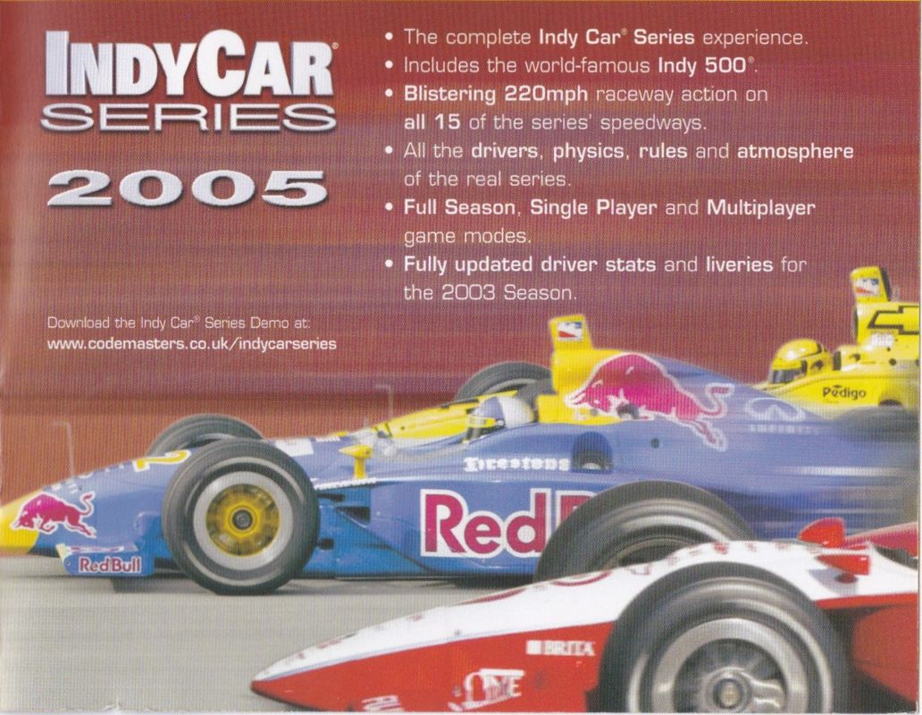 IndyCar Series 2005 Catalogue (Catalogue Advertisements): Taken from a catalogue included with the PS2 game Arsenal Club Football 2005 Season