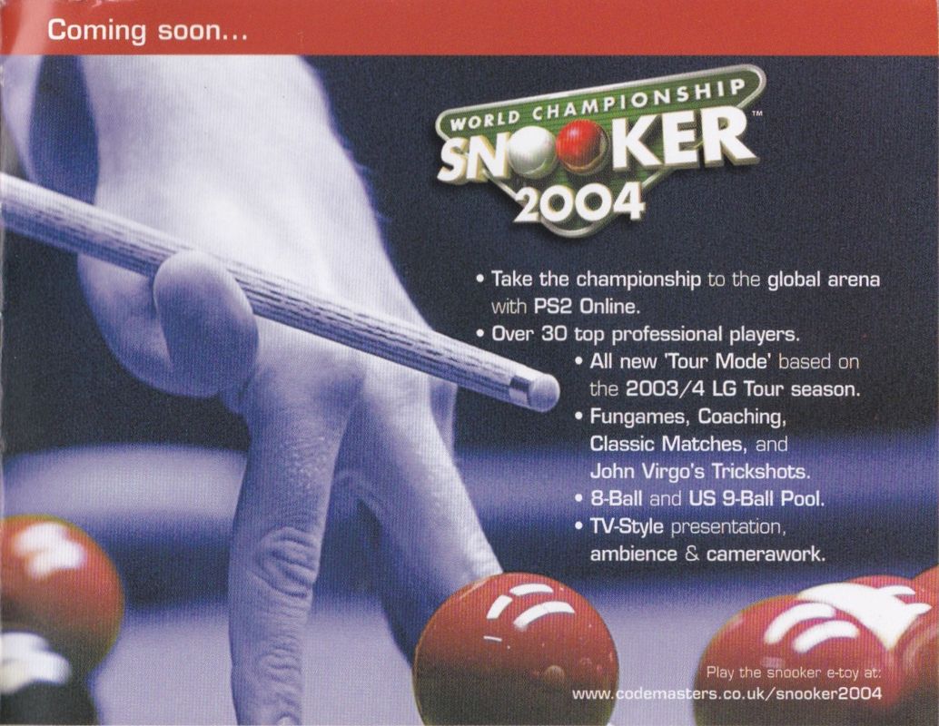 World Championship Snooker 2004 Catalogue (Catalogue Advertisements): Taken from a catalogue included with the PS2 game Arsenal Club Football 2005 Season