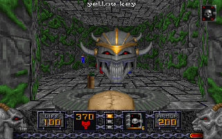 Heretic Screenshot (Preview screenshots, 1994-12-16): Giant Skull bad thing This image was also featured on the game's page at Raven Software's website (Wayback Machine link).