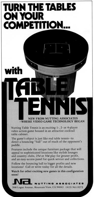 Table Tennis Magazine Advertisement (Magazine Advertisements): Play Meter (United States), Volume 1 Issue 5 (April 1975)