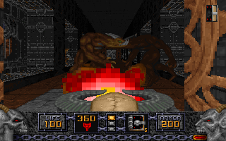 Heretic Screenshot (Preview screenshots, 1994-12-16): Big brown guys about to get a beating