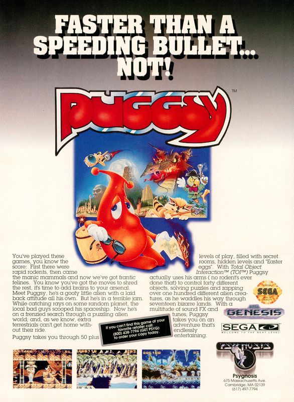 Puggsy Magazine Advertisement (Magazine Advertisements): GamePro (United States), Issue 052 (November 1993)