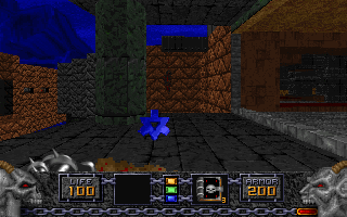 Heretic Screenshot (Preview screenshots, 1994-12-16): Blue key thing