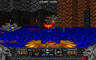 Heretic Screenshot (Preview screenshots, 1994-12-16): Giant Skull eating the cock of death