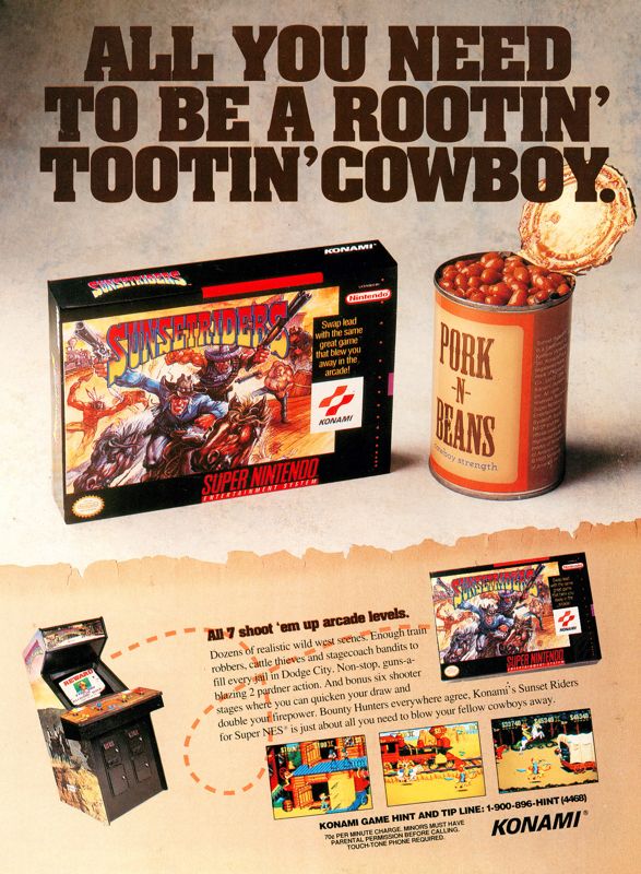 Sunset Riders Magazine Advertisement (Magazine Advertisements): GamePro (United States), Issue 053 (December 1993)