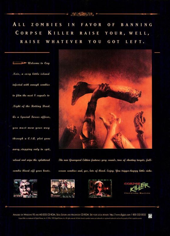 Corpse Killer Magazine Advertisement (Magazine Advertisements): Ultimate Gamer (United States), January 1996