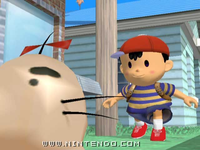Super Smash Bros.: Melee Screenshot (Official Game Page - Nintendo.com): Ness and Mr. Saturn Ness sneaks up on Mr. Saturn...