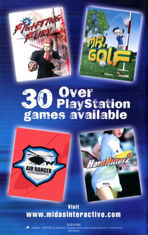 Mr. Golf Manual Advertisement (Game Manual Advertisements): Maken Shao (UK), PS2 release (back cover)