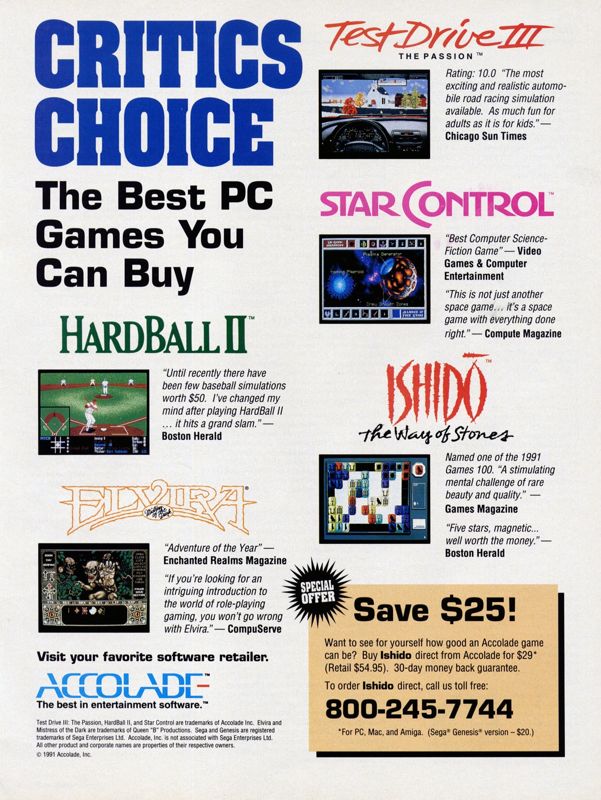 Star Control Magazine Advertisement (Magazine Advertisements): Computer Gaming World (US), Number 88 (November 1991)