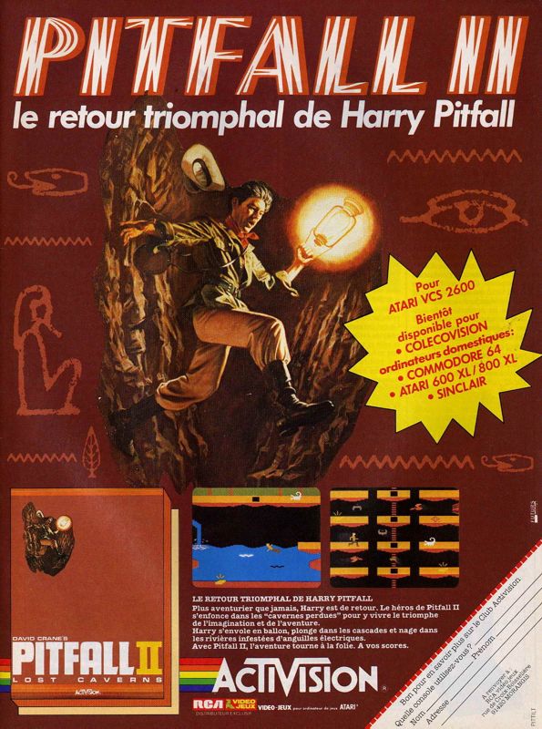 Pitfall II: Lost Caverns Magazine Advertisement (Magazine Advertisements): Tilt (France), Issue 11 (April 1984)