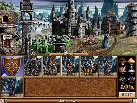 Heroes of Might and Magic II: The Succession Wars Screenshot (Gamecenter.com preview, 1996): Your rival sorcerer with his legions of Necromancers has his own appropriately dark and foreboding domain.