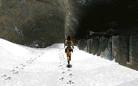 Tomb Raider Screenshot (Gamecenter.com preview, 1996): Follow the tracks, but just be ready for what's around the bend.