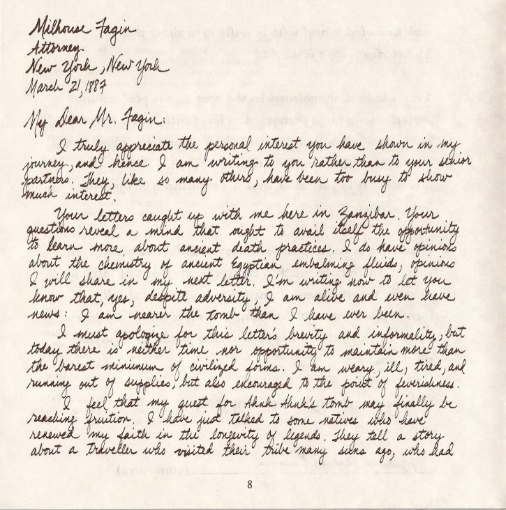 Heart of Africa Other (Literature (letters, will, paper and map)): Primm's letter to Fagin page 1