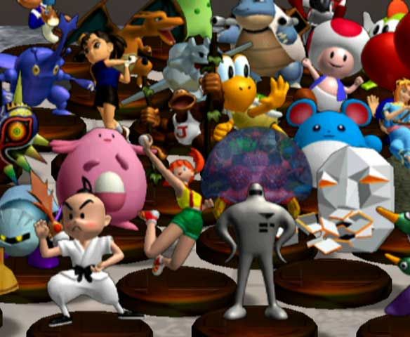 Super Smash Bros.: Melee Screenshot (Official Game Page - Nintendo.com): Gotta collect 'em all! A group shot shows some of the great figures you can earn in Super Smash Bros. Melee.