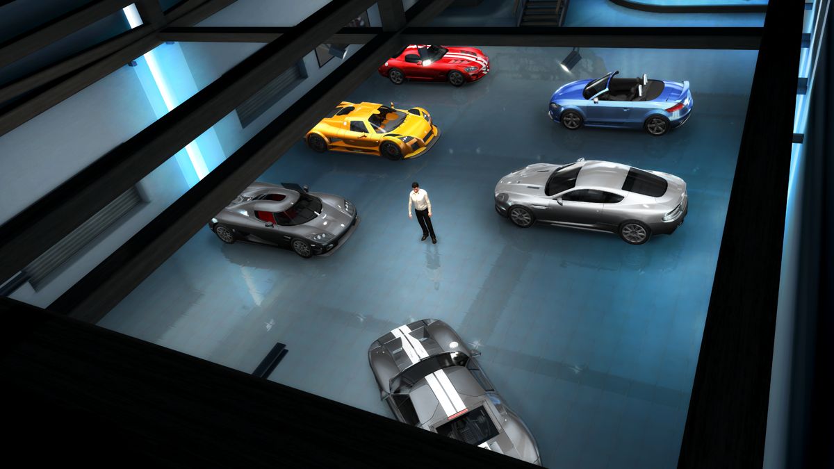 Test Drive Unlimited 2 Screenshot (TDU2 Fansite Kit): Garage Aquarium sky view 6 cars