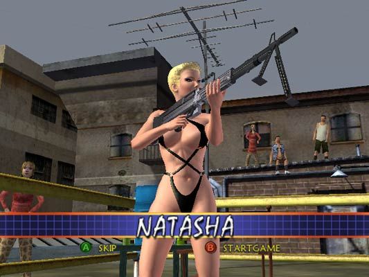 Outlaw Volleyball Screenshot (Official website screenshots): Natasha's gun