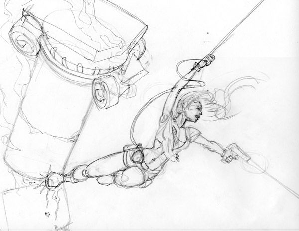 Lara Croft: Tomb Raider - Legend Concept Art (Tomb Raider: Legend Fankit): Sketch by Toby Gard