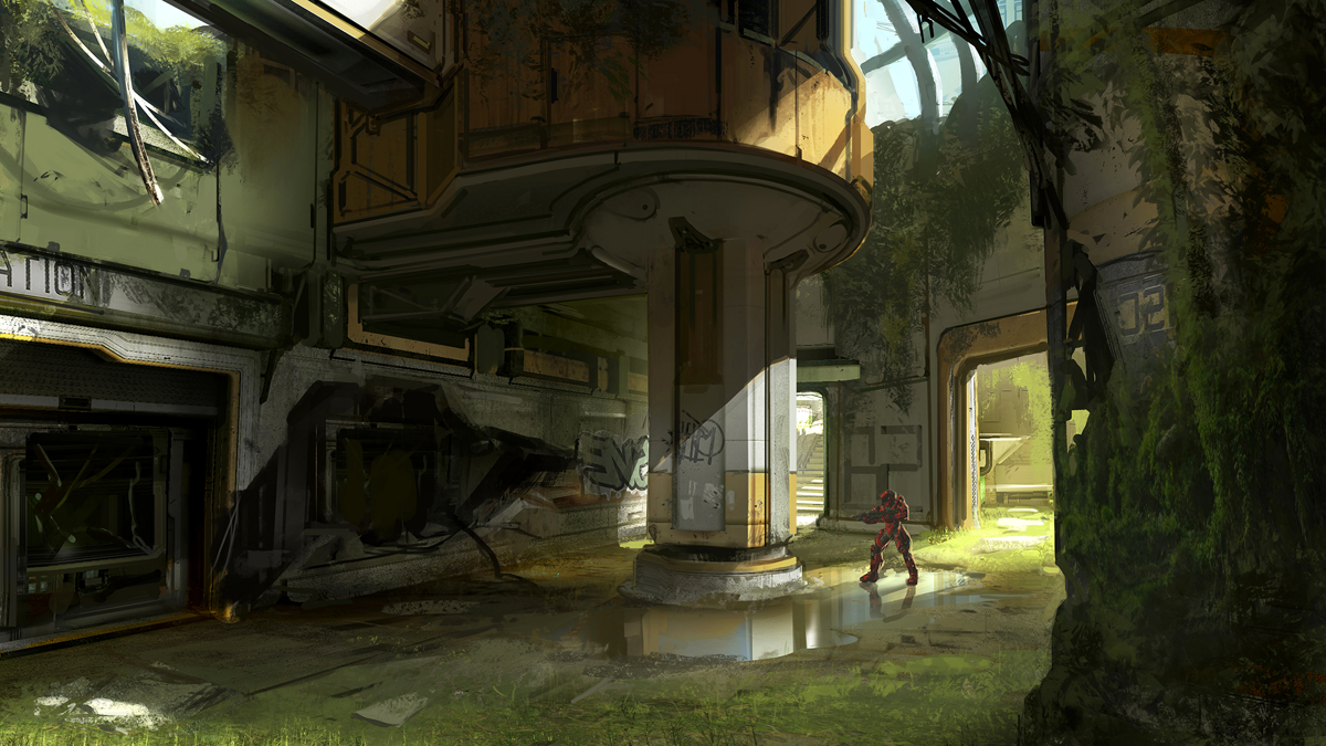 Halo environment Concept Art. Overgrowth Map.