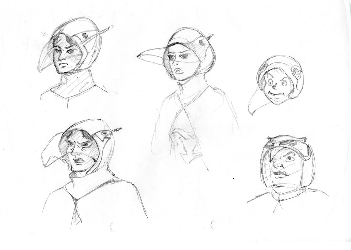 Battle of the Planets Concept Art (Steinar Lund's Cover Artwork): Characters study Pencils.