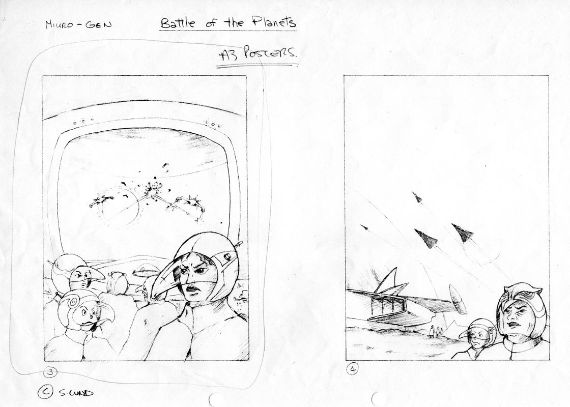 Battle of the Planets Concept Art (Steinar Lund's Cover Artwork): Design roughs 3 & 4 Pencils.