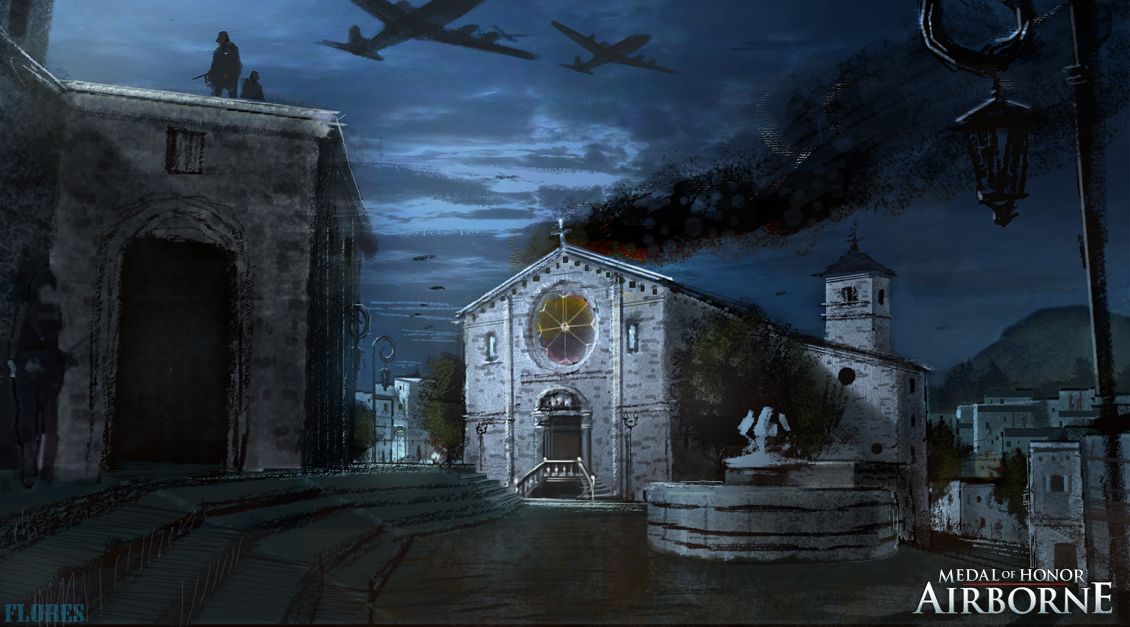 Medal of Honor: Airborne Concept Art (Medal of Honor: Airborne Fan Site Kit): Church exterior