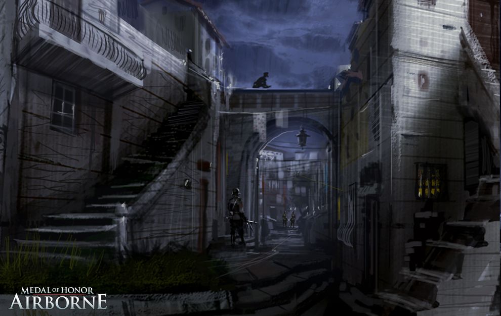 Medal of Honor: Airborne Concept Art (Medal of Honor: Airborne Fan Site Kit): Husky alleyway