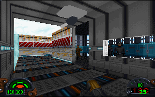 Star Wars: Dark Forces Screenshot (Slide show preview, 1994-09-29): Riding the conveyors at the Imperial robotics facility (1)