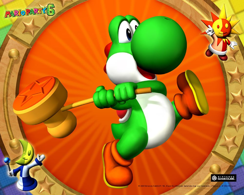 Mario Party 6 Wallpaper (Official Website, 2004): Yoshi 1024x768