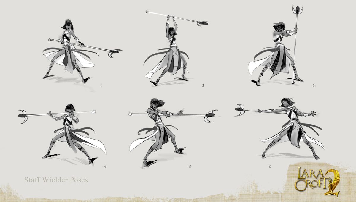 Lara Croft and the Temple of Osiris Concept Art (Lara Croft Brand Games Fankit): Staff Wielder Poses