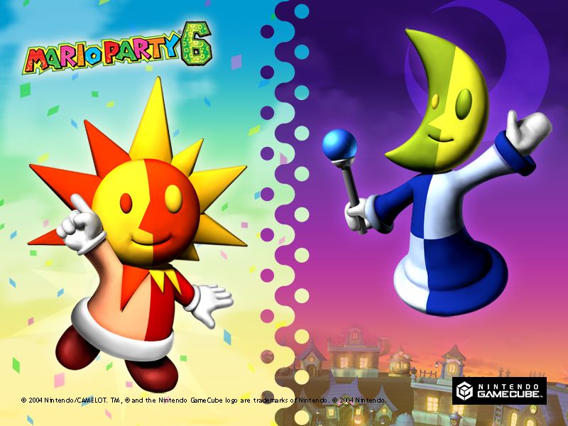 Mario Party 6 Wallpaper (Official Website, 2004): Day and Night 1280x1024