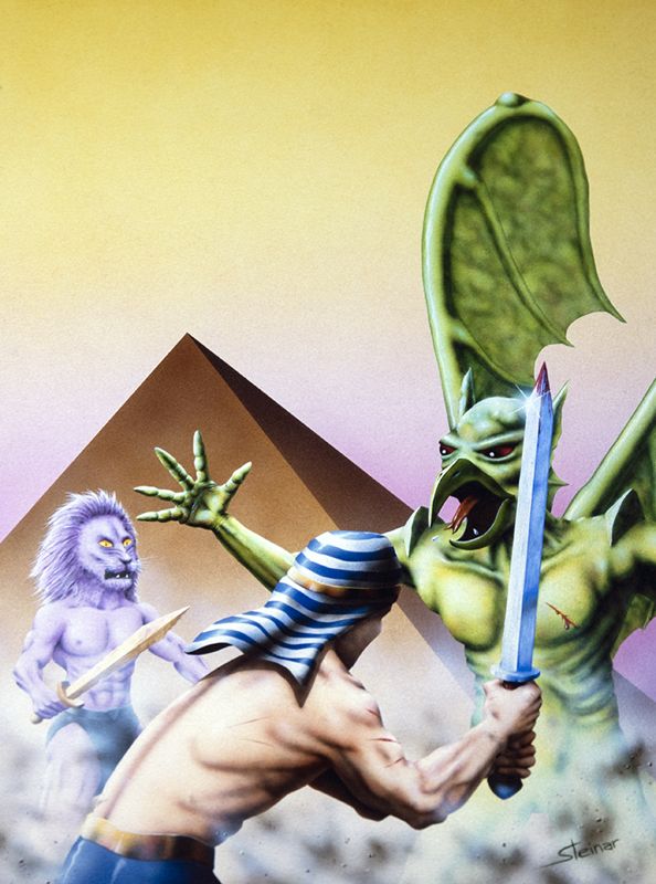 Fighting Warrior Concept Art (Steinar Lund's Cover Artwork): Photo from a 5x4 transparency of the artwork. The original was bought by Melbourne House.Technique: airbrush.