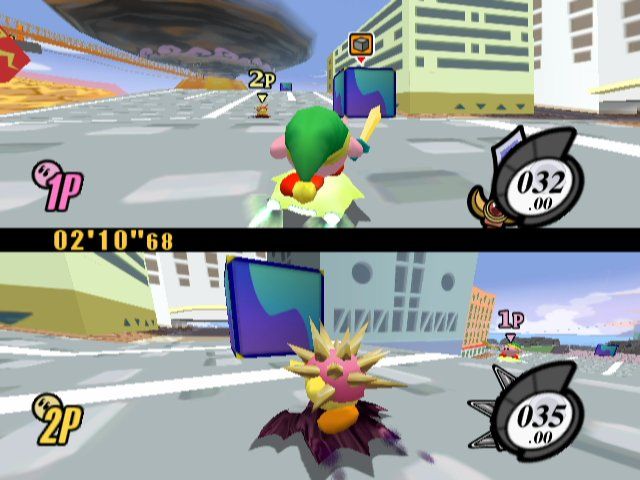 Kirby Air Ride Screenshot (Nintendo Holiday Press CD 2003): 2-way screen