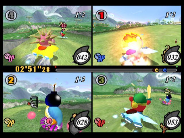Kirby Air Ride Screenshot (Nintendo Holiday Press CD 2003): 4-way screen