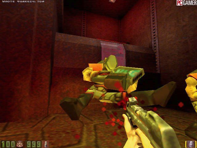 Quake II Screenshot (PC Gamer preview gallery, October 1997): Dramatic Death. Uploaded on 9/26/97