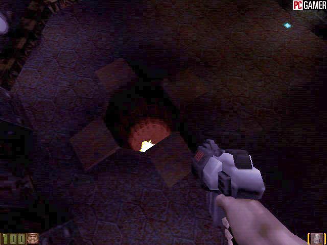 Quake II Screenshot (PC Gamer preview gallery, October 1997): Fire In The Hole - #1.