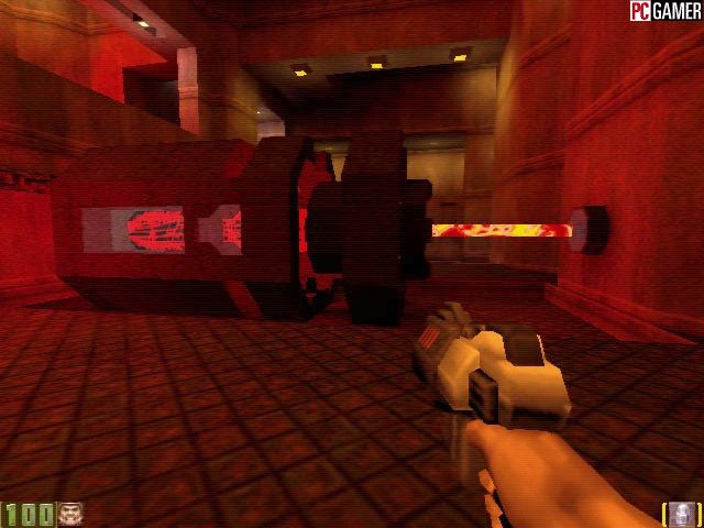 Quake II Screenshot (PC Gamer preview gallery, October 1997): Alien Machine.