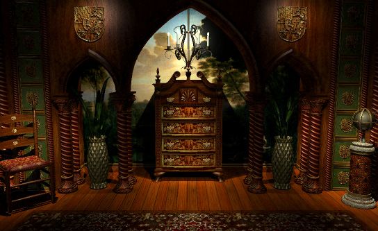 Myst Screenshot (Cyan's website): Sirrus' bedroom in Stoneship Age