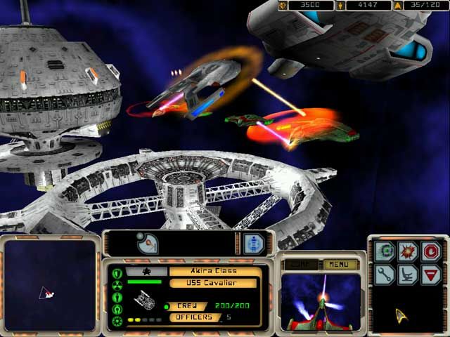 Star Trek: Armada Screenshot (Screenshots of the Week): The Romulans meet some resistance while trying to destroy a Federation outpost. 22 February 2000