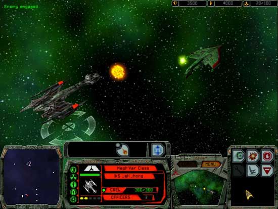 Star Trek: Armada Screenshot (Klingon promotional screenshots): Negh'var firing its Ion Cannon on a Warbird