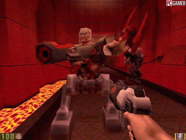 Quake II Screenshot (PC Gamer preview gallery, October 1997): A Monster Gets Angry. Uploaded on 8/25/97