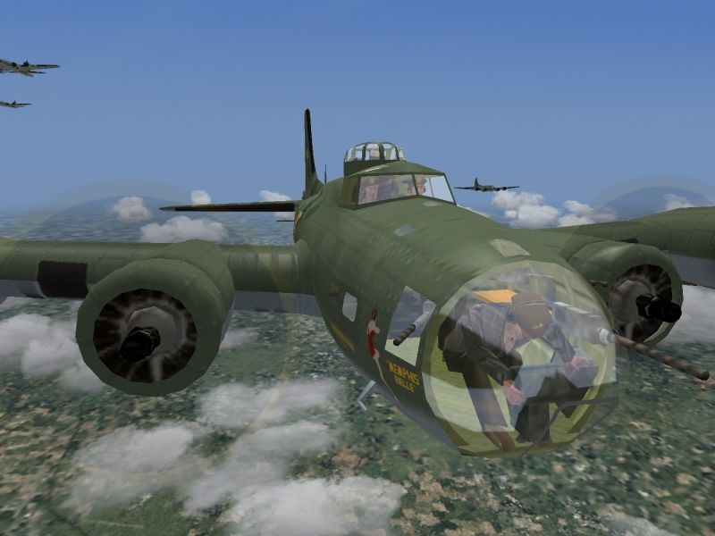 B-17 "Memphis Belle" Screenshot (Product presentation from Just Flight, 2003): B1704.jpg Bombardier cramped up in the nose