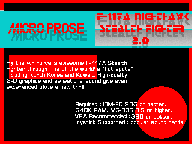 F-117A Nighthawk Stealth Fighter 2.0 Other (Microprose promo images)